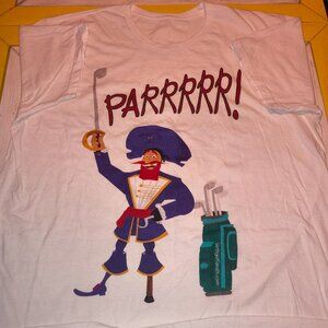 Pirate Golfer themed short-sleeve graphic tee